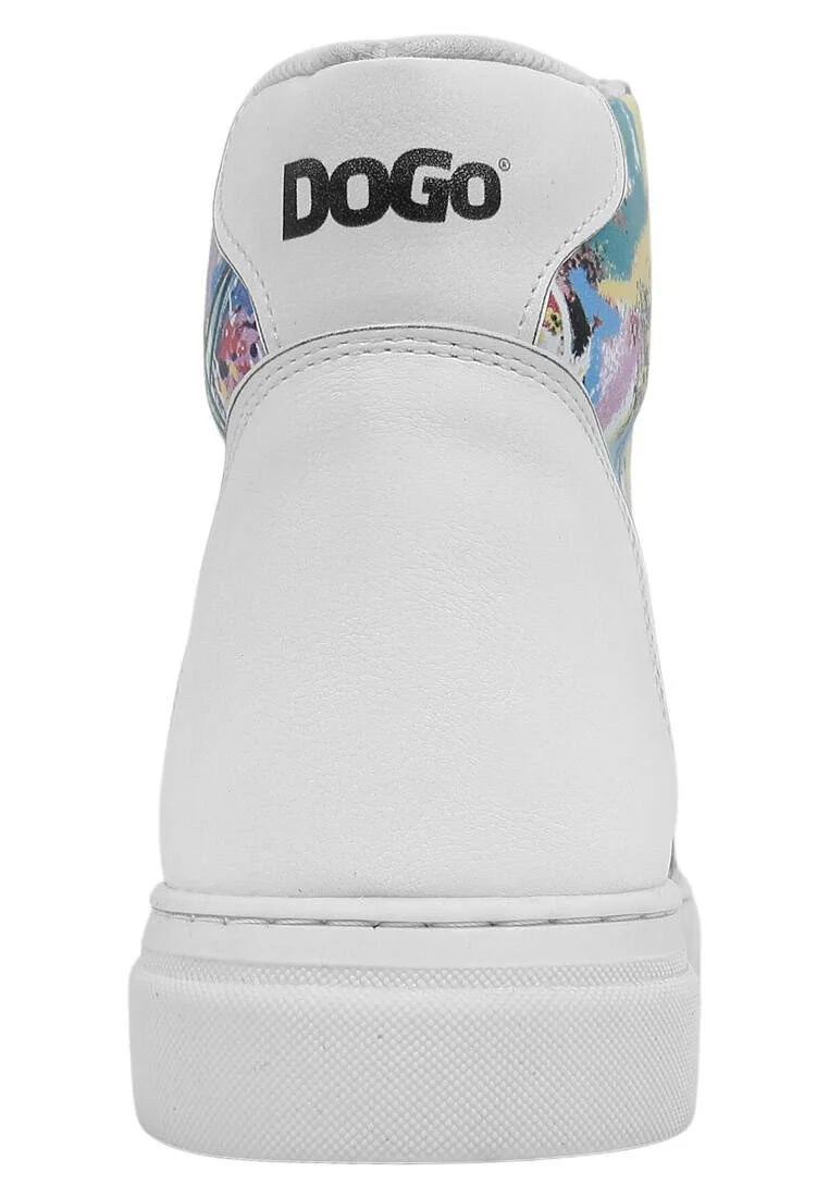 Femme Cuir Vegan Blanc Baskets Hautes - New York State of Mind Motif