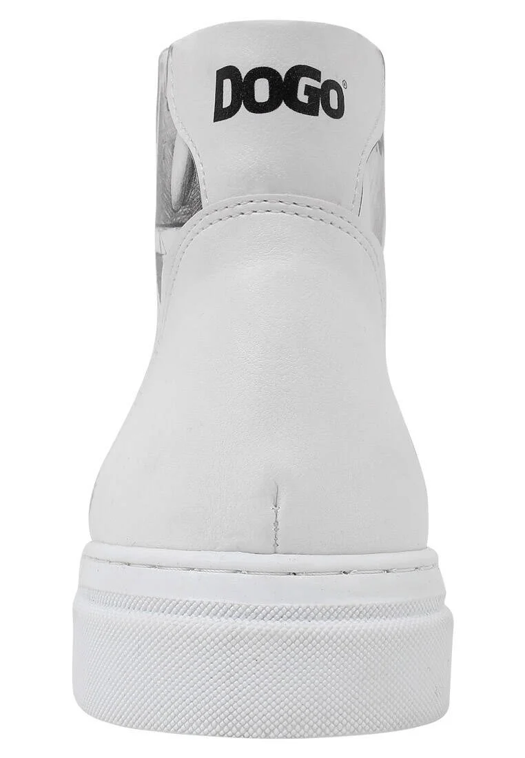 Femme Cuir Vegan Blanc Baskets Hautes - Warner Bros Tweety Sketch Motif