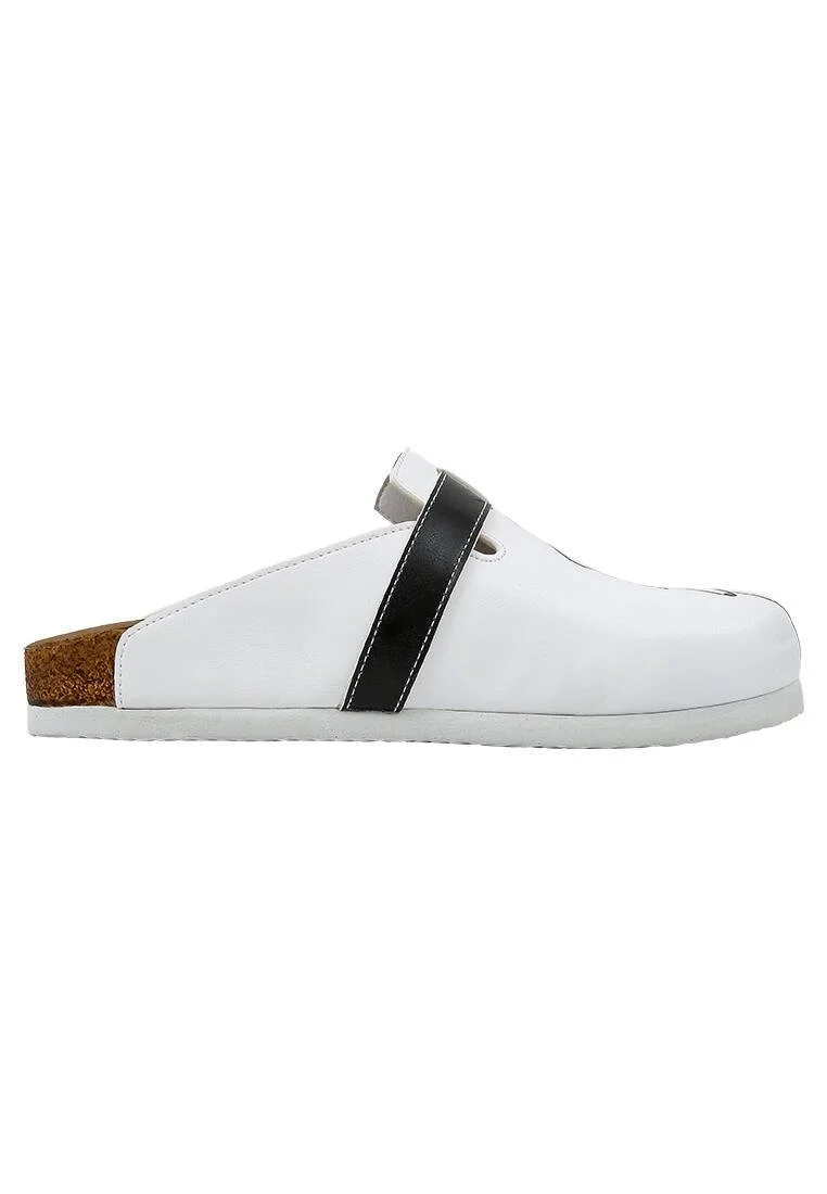 Femme Cuir Vegan Blanc Chaussons - Where My Spots At Motif