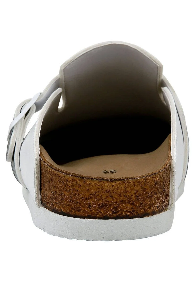 Femme Cuir Vegan Blanc Chaussons - Where My Spots At Motif