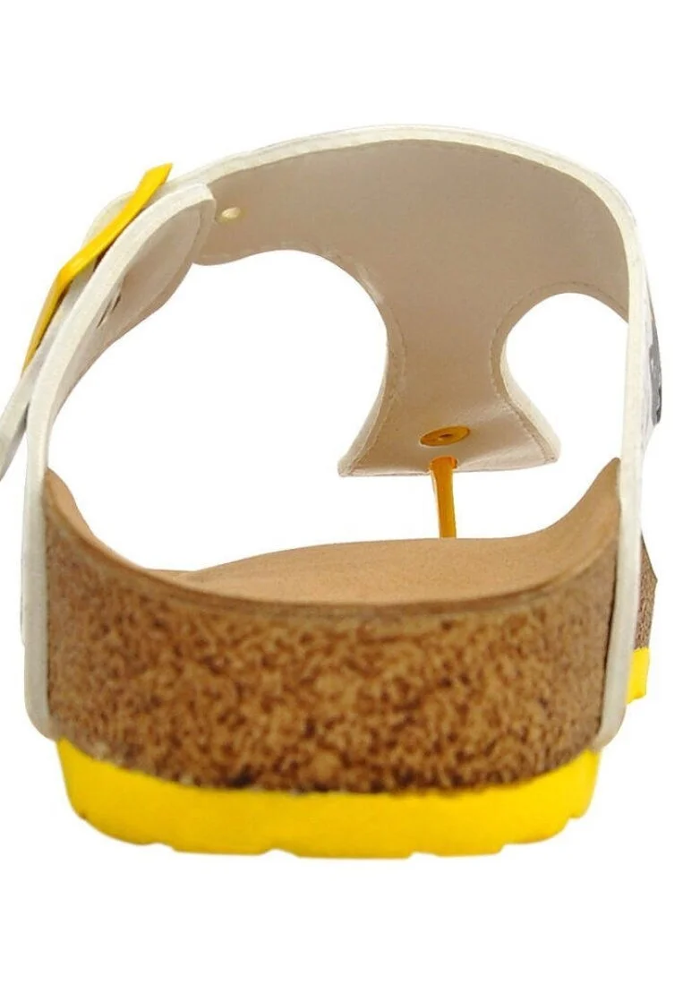 Femme Cuir Vegan Blanc Sandales - Monochrome Cats Motif