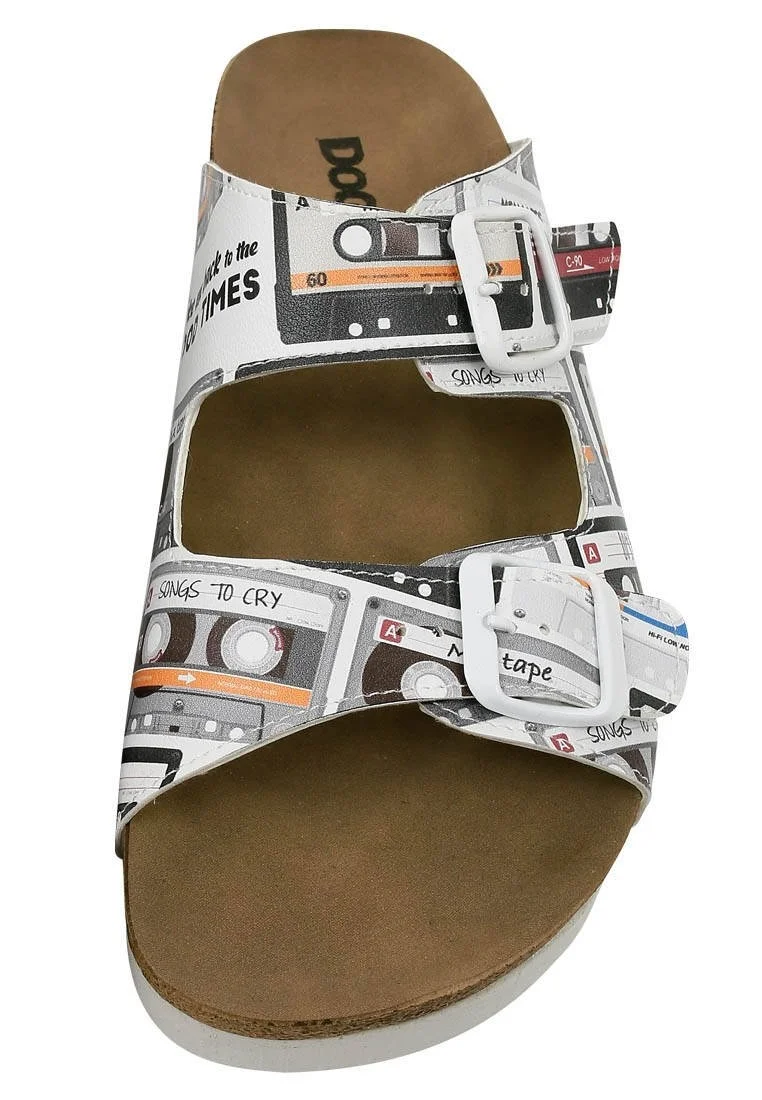 Femme Cuir Vegan Blanc Sandales - Take me Back Motif