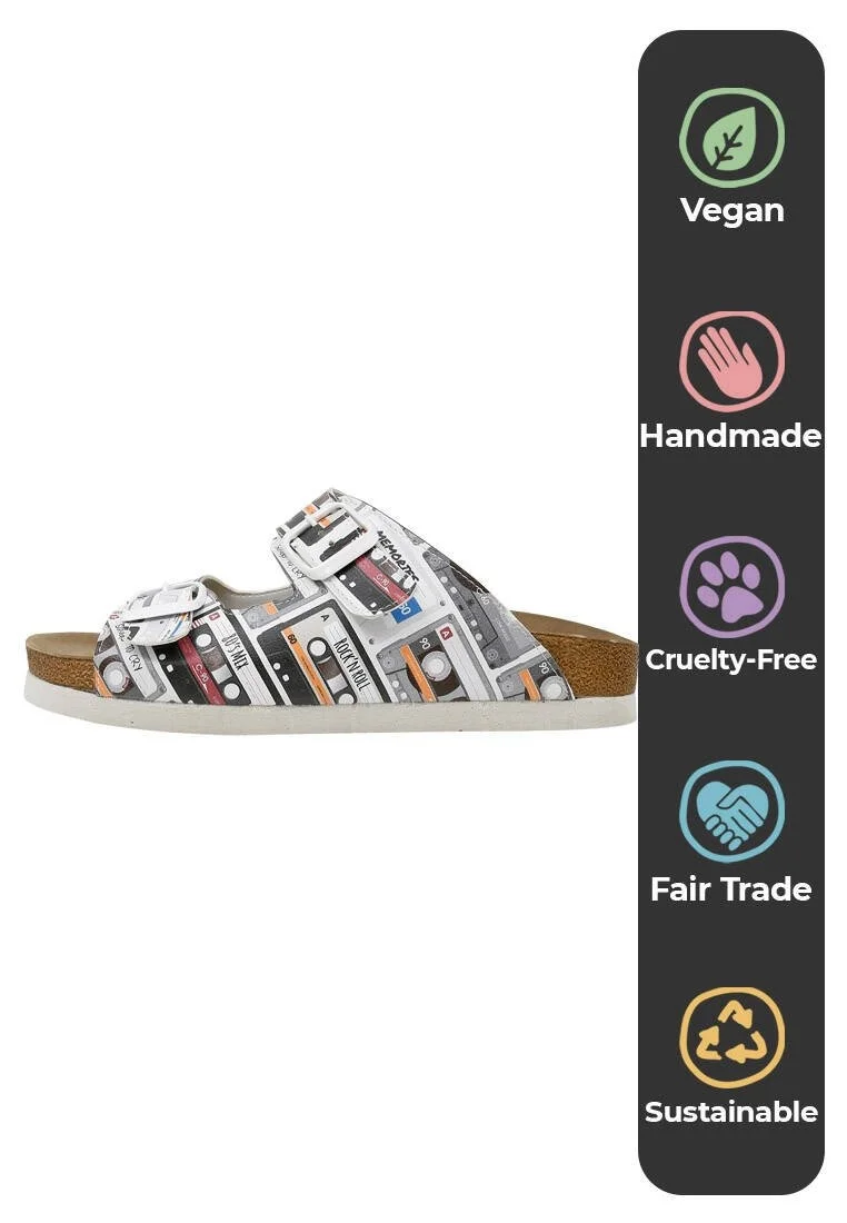Femme Cuir Vegan Blanc Sandales - Take me Back Motif