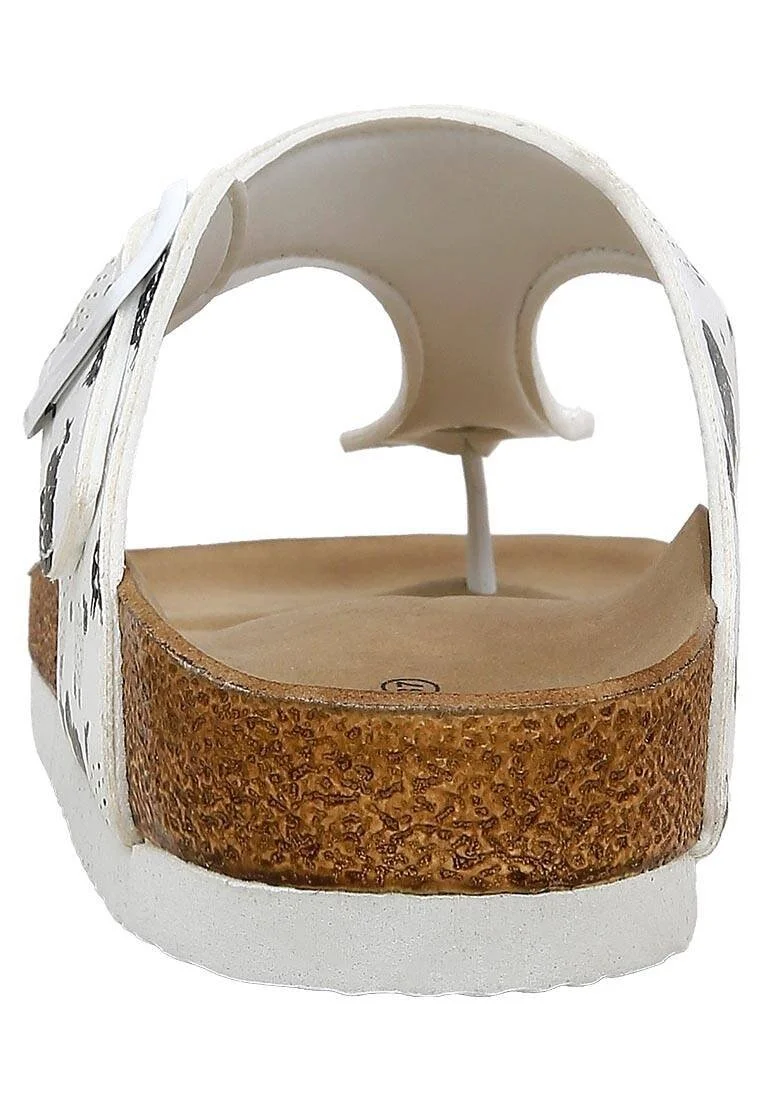Femme Cuir Vegan Blanc Sandales - Count Sheeps Motif