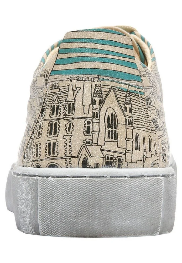 Femme Cuir Vegan Bleu Baskets - Amsterdam Motif