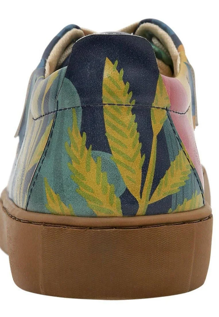 Femme Cuir Vegan Bleu Baskets - Staying at Home Motif