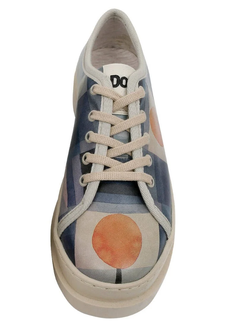 Femme Cuir Vegan Bleu Baskets - Be Different Motif