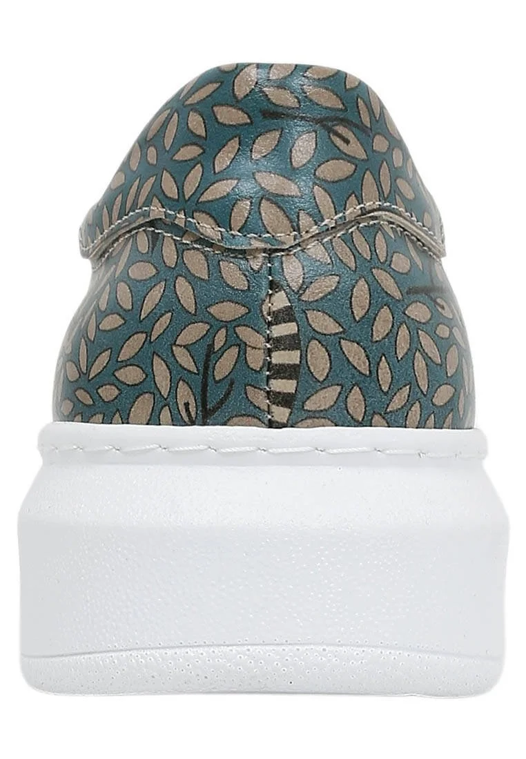 Femme Cuir Vegan Bleu Baskets - Lemur Motif