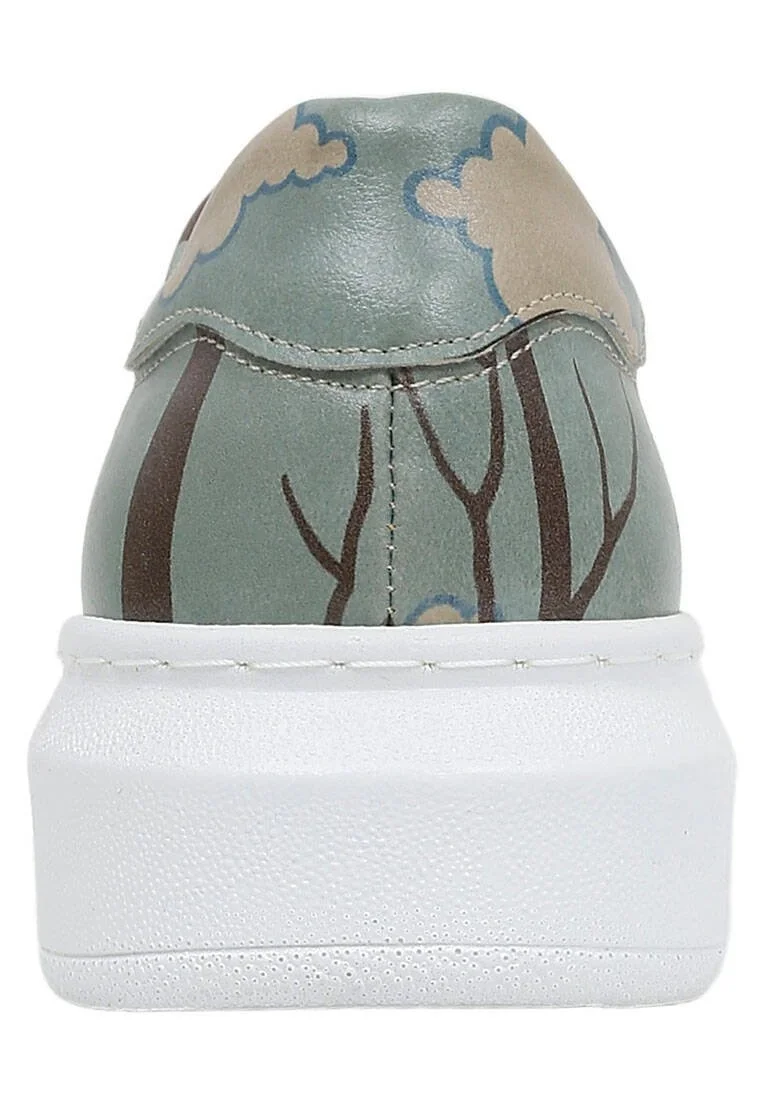 Femme Cuir Vegan Bleu Baskets - Panda Hug Motif