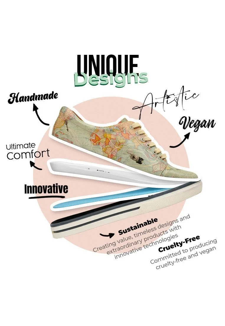 Femme Cuir Vegan Bleu Baskets - Explore Motif