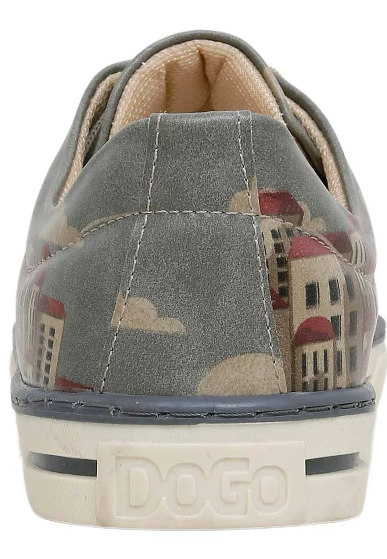 Femme Cuir Vegan Bleu Baskets - Over the Moon Motif