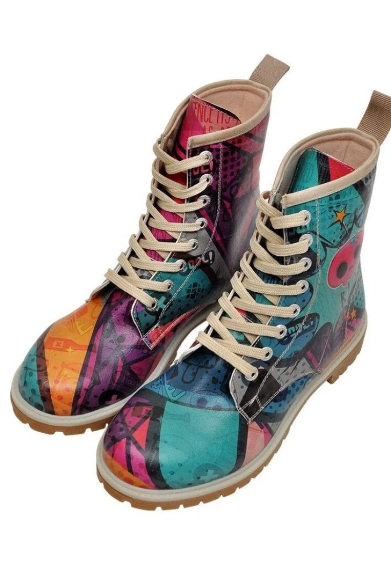 Femme Cuir Vegan Bleu Bottes Longues - Riot Motif