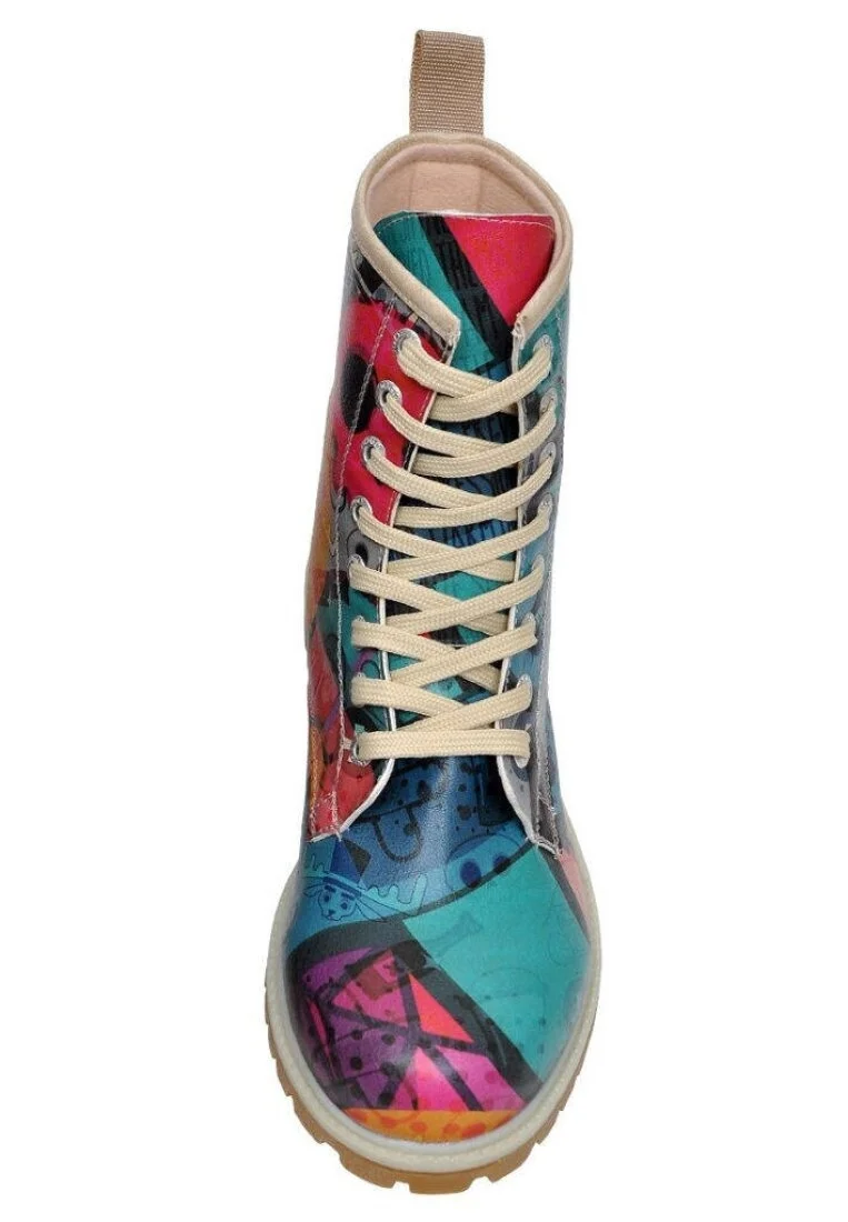 Femme Cuir Vegan Bleu Bottes Longues - Riot Motif