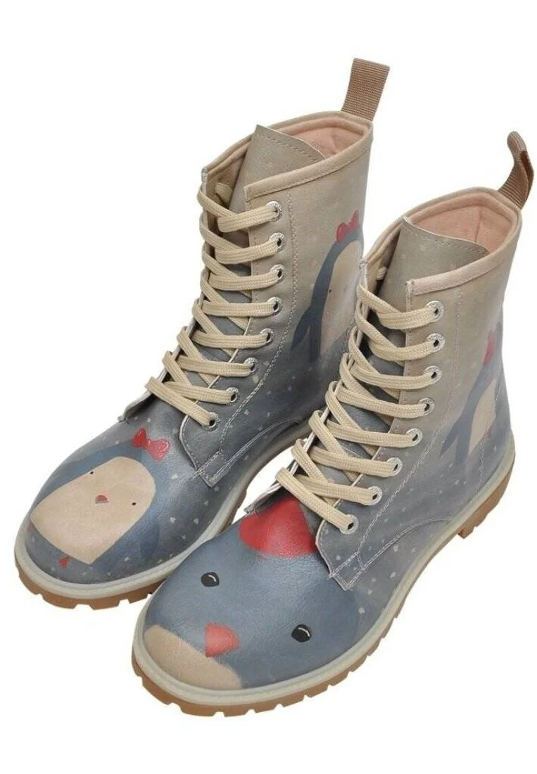 Femme Cuir Vegan Bleu Bottes Longues - Wish Motif