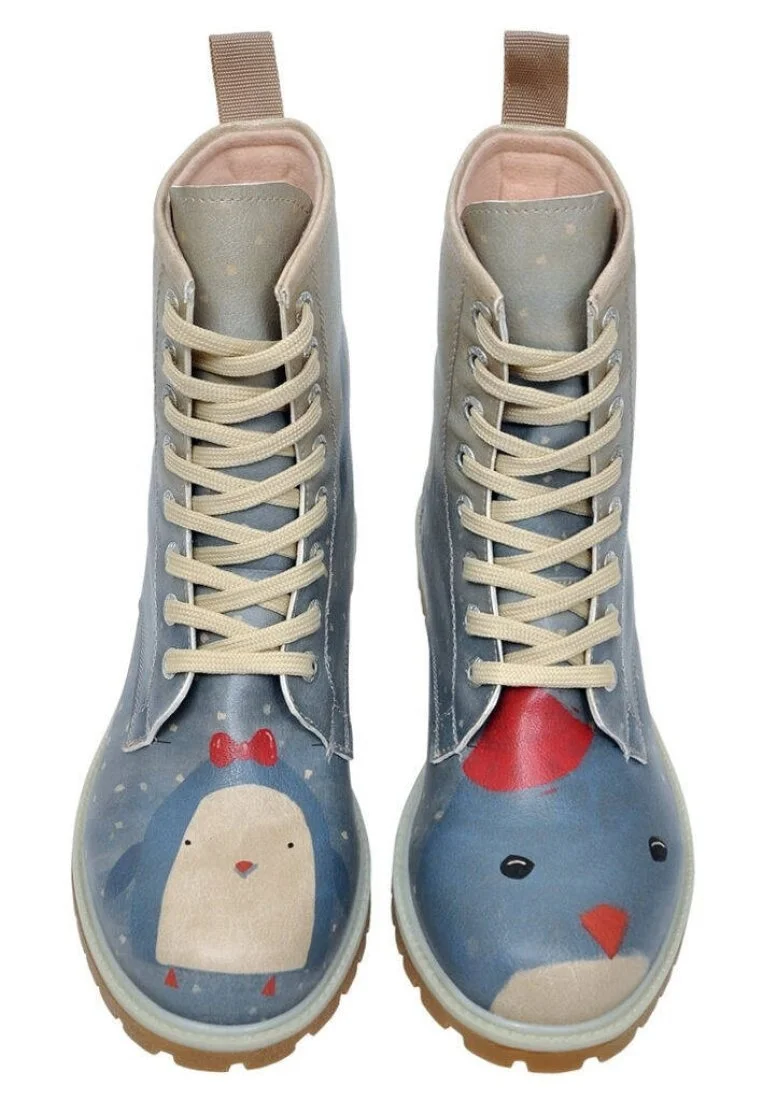 Femme Cuir Vegan Bleu Bottes Longues - Wish Motif