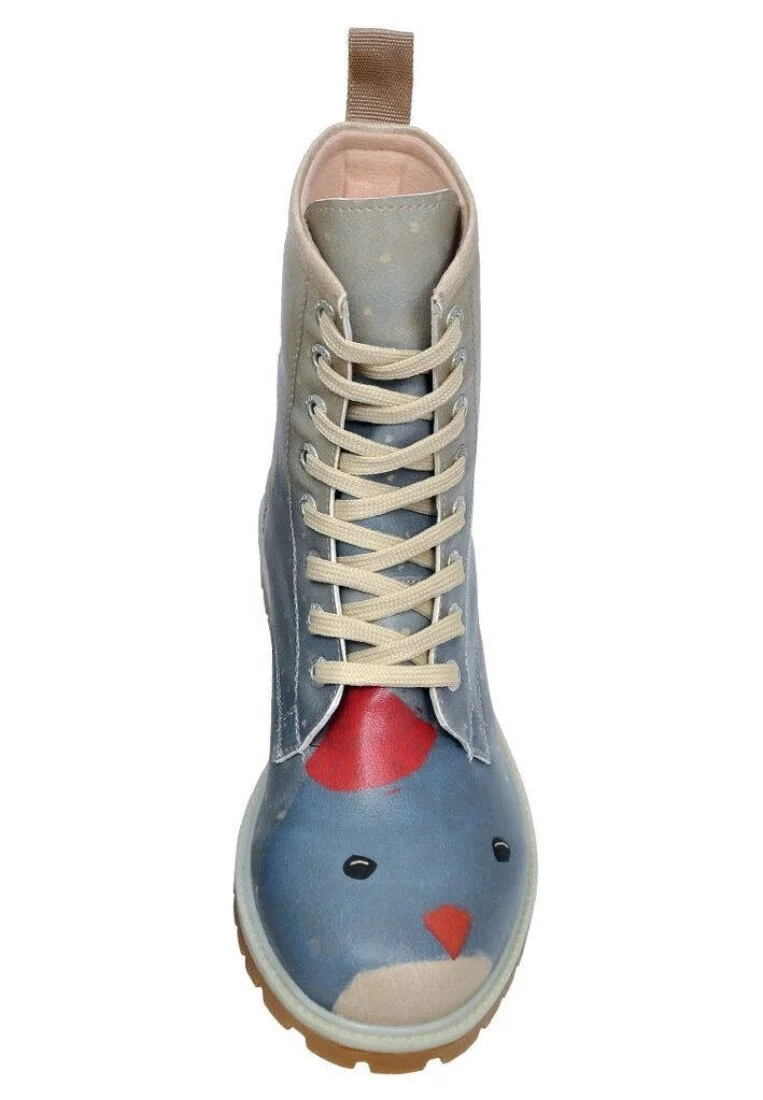 Femme Cuir Vegan Bleu Bottes Longues - Wish Motif