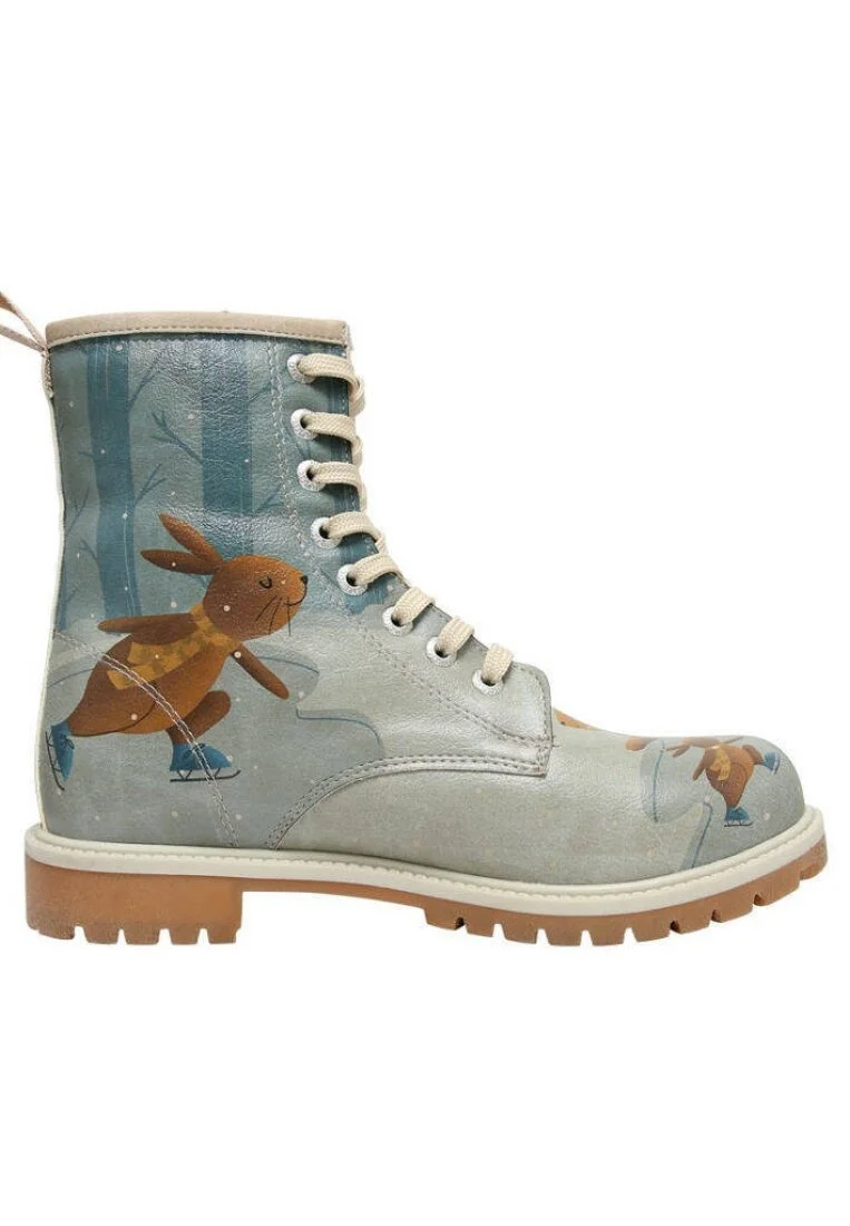 Femme Cuir Vegan Bleu Bottes Longues - Baby It is Cold Outside Motif