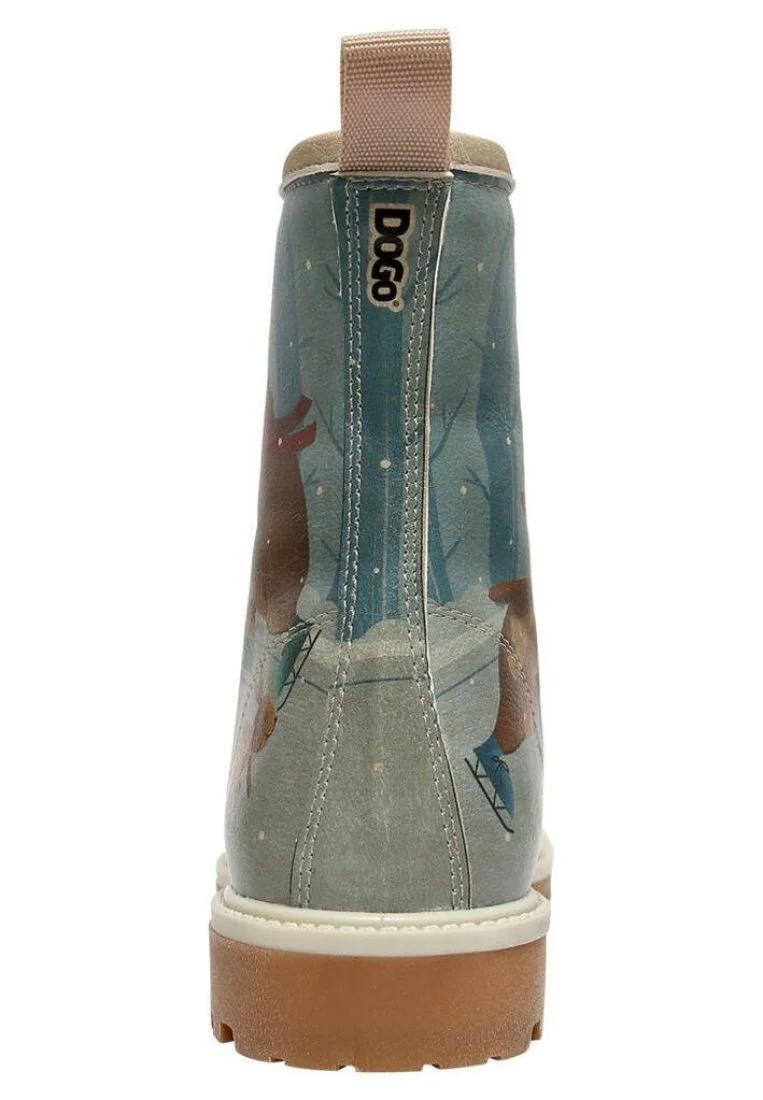Femme Cuir Vegan Bleu Bottes Longues - Baby It is Cold Outside Motif
