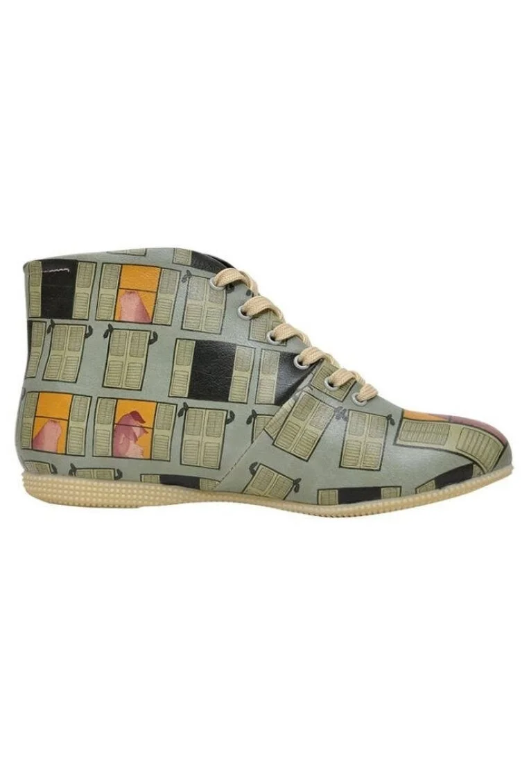 Femme Cuir Vegan Bleu Bottines - Windows Motif