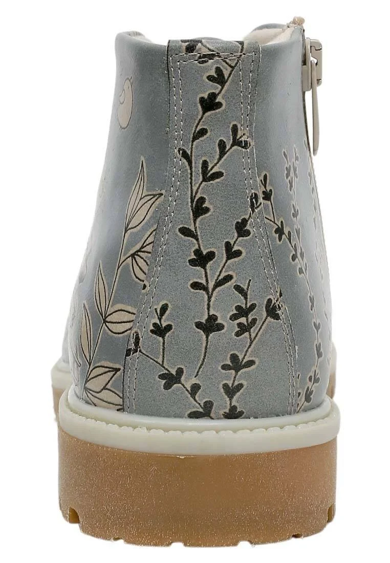 Femme Cuir Vegan Bleu Bottines - Birds Have Wings Motif