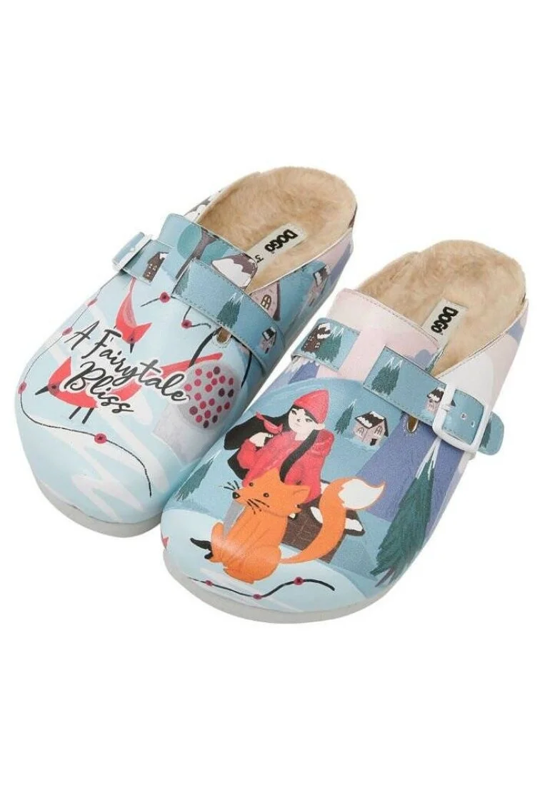 Femme Cuir Vegan Bleu Chaussons - A Fairytale Bliss Motif