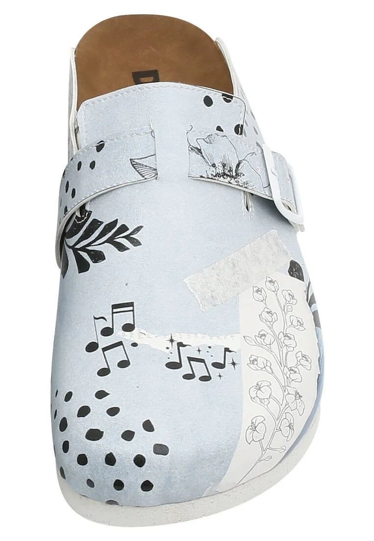 Femme Cuir Vegan Bleu Chaussons - Birds Chirping Motif