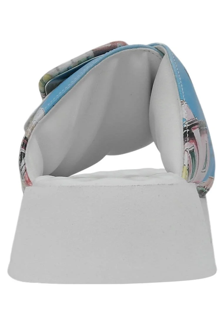 Femme Cuir Vegan Bleu Chaussons - Burano Island Motif