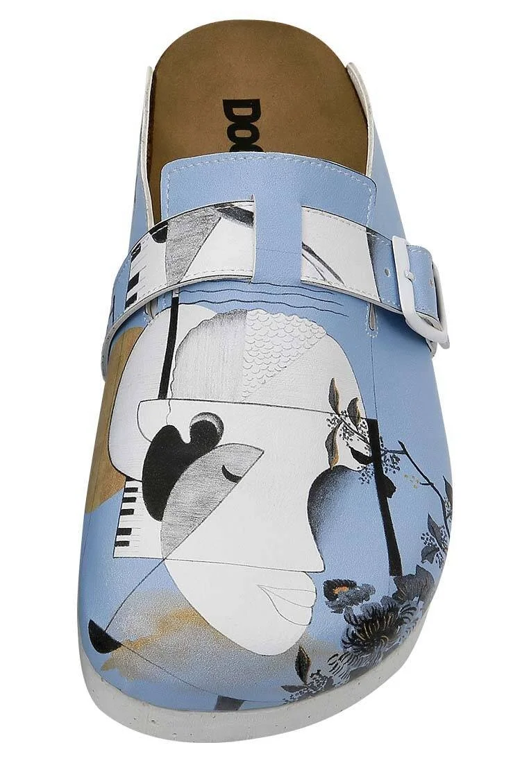 Femme Cuir Vegan Bleu Chaussons - Deep Thought with The Deep Motif