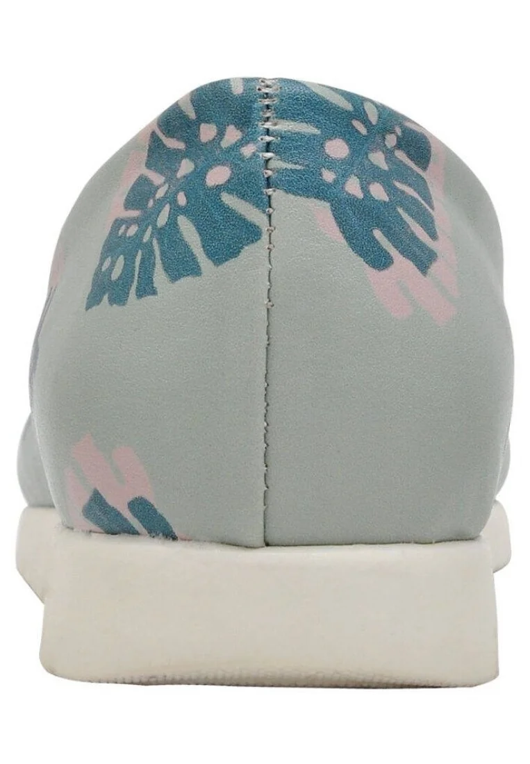 Femme Cuir Vegan Bleu Chaussures Plates - Love Summer Motif