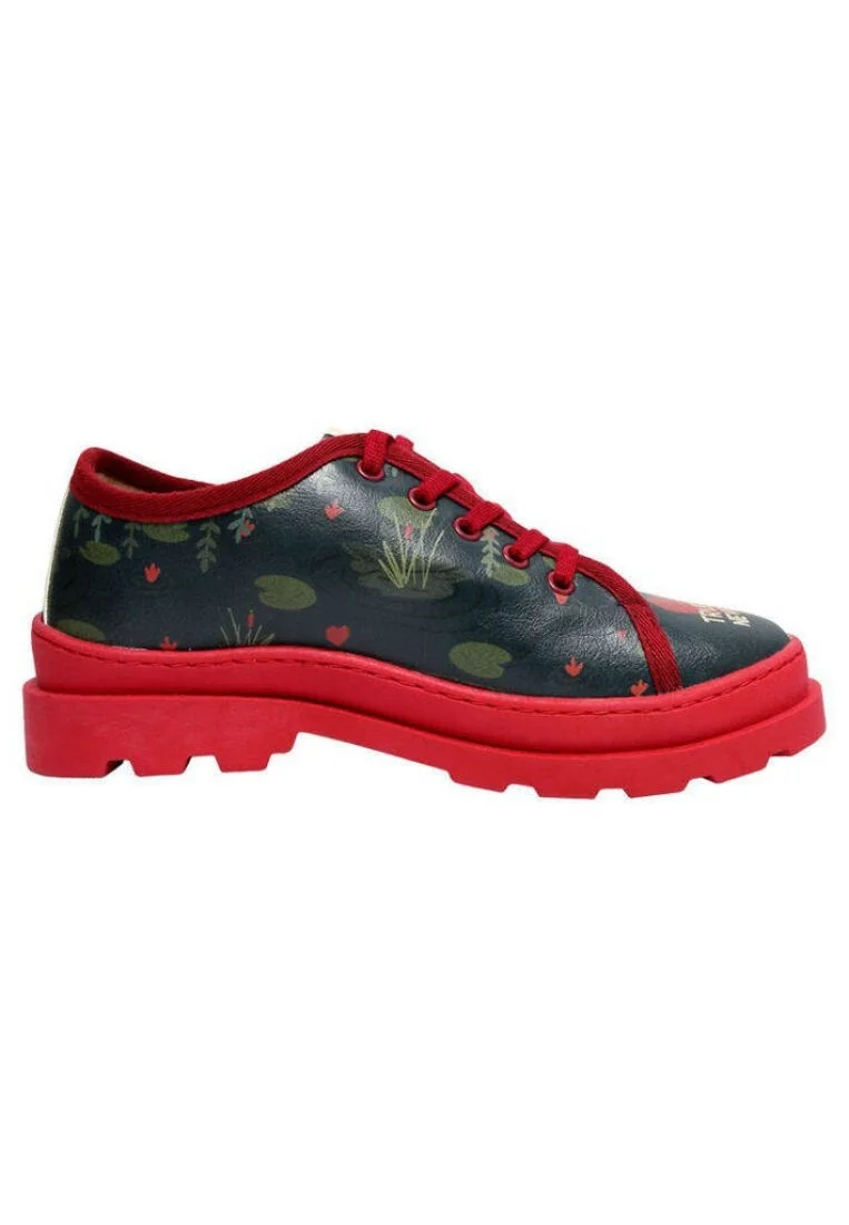 Femme Cuir Vegan Bleu Foncé Baskets - True Love Motif