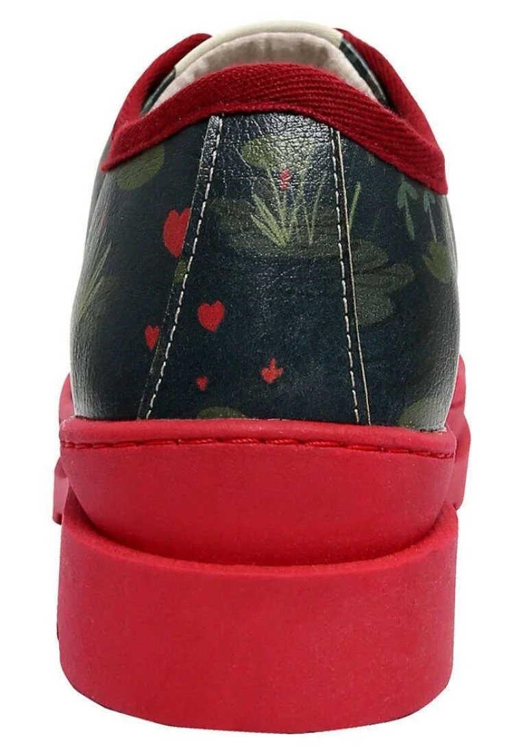 Femme Cuir Vegan Bleu Foncé Baskets - True Love Motif