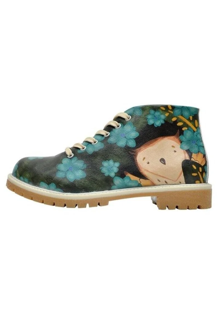 Femme Cuir Vegan Bleu Foncé Bottines - Owl My Love Motif