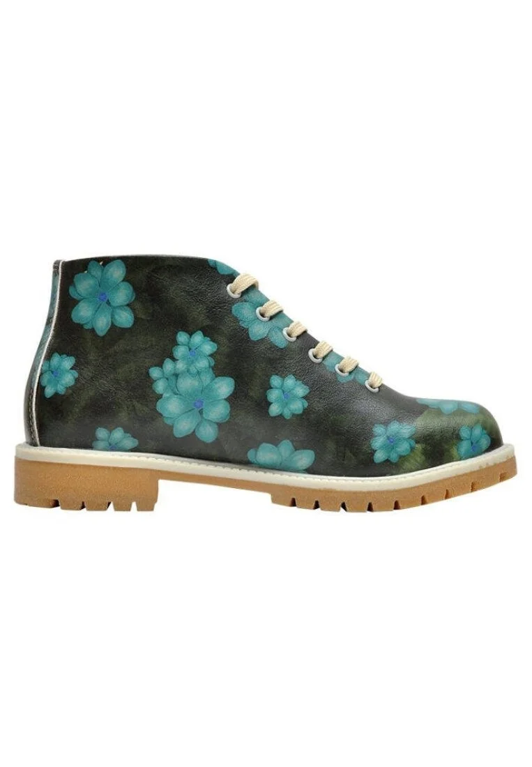 Femme Cuir Vegan Bleu Foncé Bottines - Owl My Love Motif