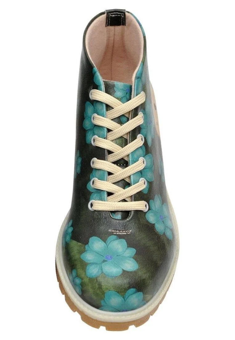 Femme Cuir Vegan Bleu Foncé Bottines - Owl My Love Motif