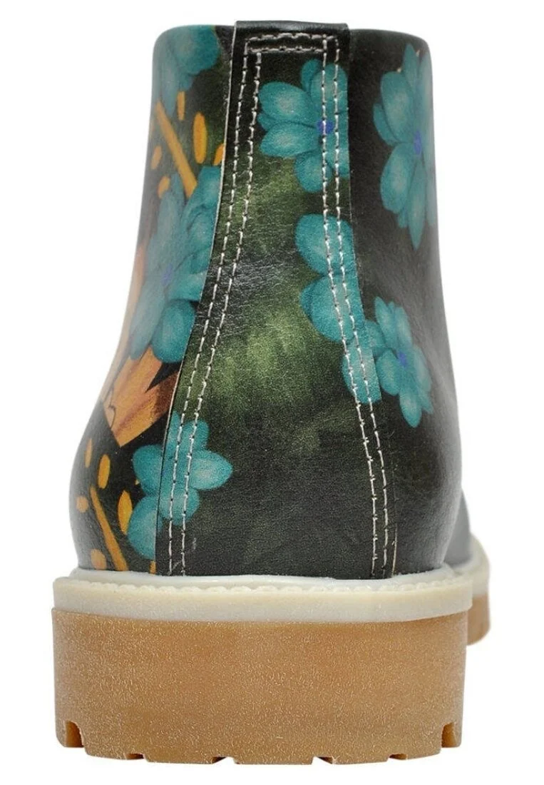 Femme Cuir Vegan Bleu Foncé Bottines - Owl My Love Motif