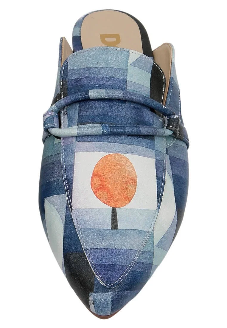 Femme Cuir Vegan Bleu Foncé Chaussons - Be Different Motif