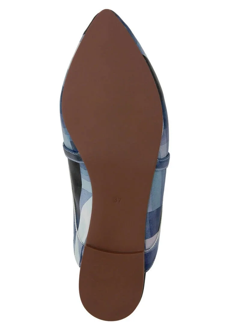 Femme Cuir Vegan Bleu Foncé Chaussons - Be Different Motif