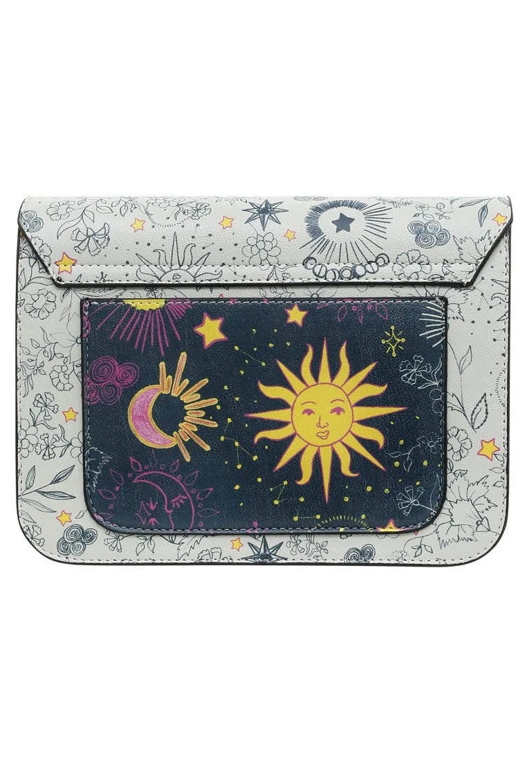 Femme Cuir Vegan Bleu Foncé Sac à Main - And Wonders How It All Turns Out Motif
