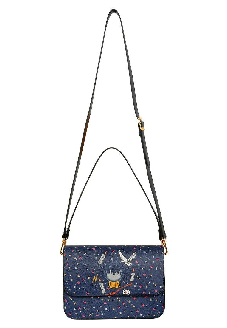 Femme Cuir Vegan Bleu Foncé Sac à Main - Warner Bros Harry Potter Stay at Hogwarts Motif