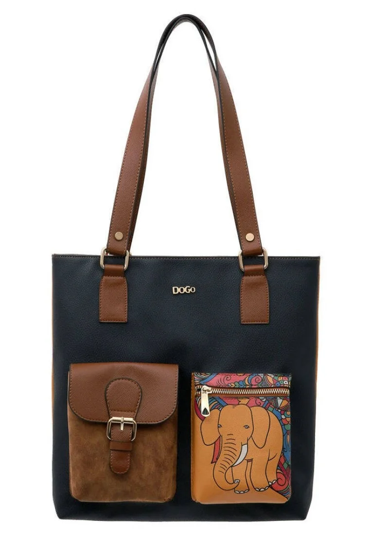 Femme Cuir Vegan Bleu Foncé Sac d'épaule - India Motif