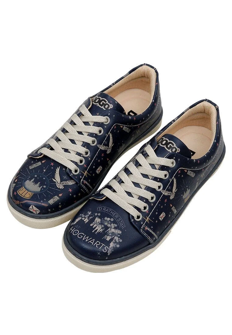 Femme Cuir Vegan Bleu Foncé Baskets - Warner Bros Harry Potter Stay at Hogwarts Motif