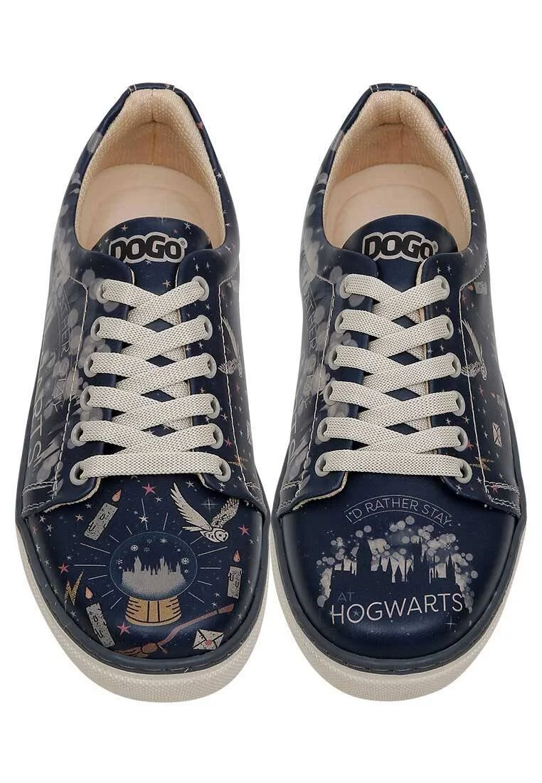 Femme Cuir Vegan Bleu Foncé Baskets - Warner Bros Harry Potter Stay at Hogwarts Motif
