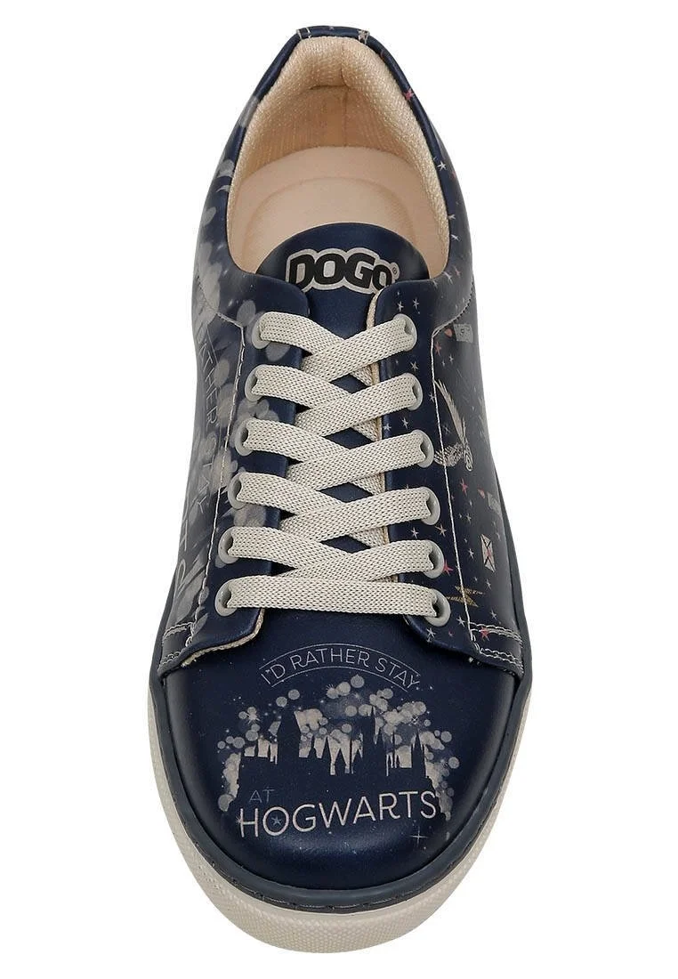 Femme Cuir Vegan Bleu Foncé Baskets - Warner Bros Harry Potter Stay at Hogwarts Motif