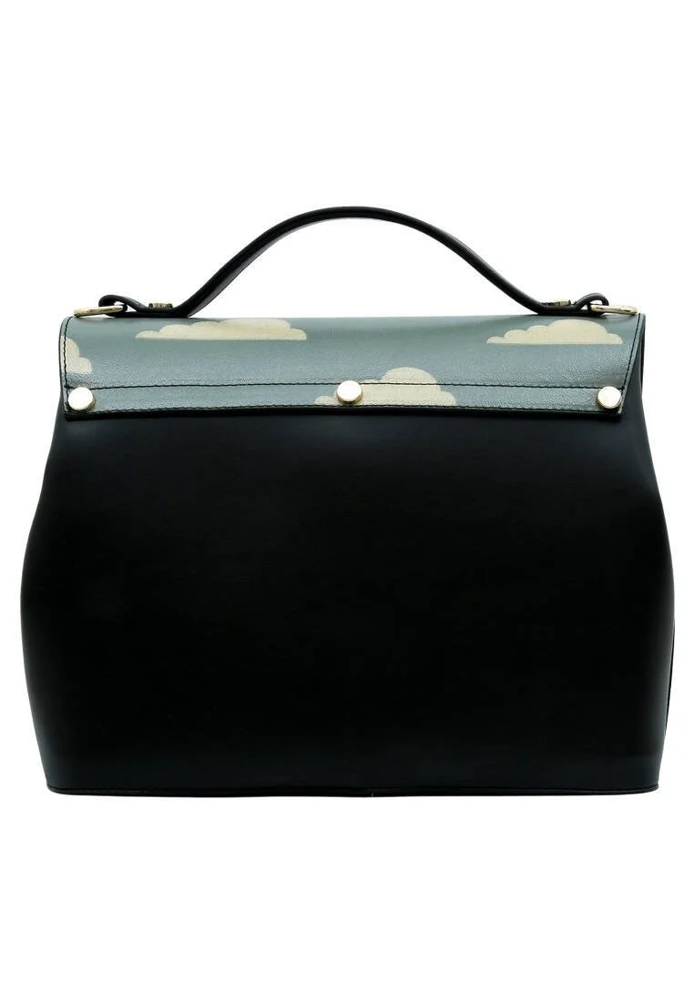 Femme Cuir Vegan Bleu Sac à Main - Over the Moon Motif