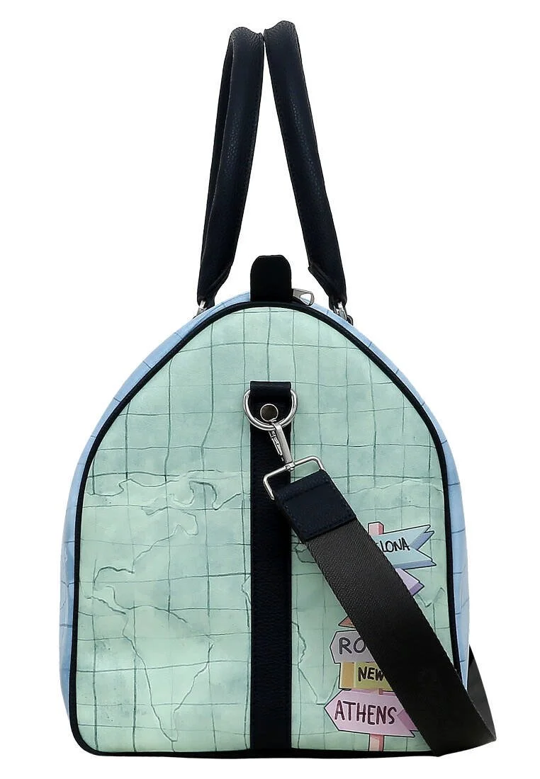 Femme Cuir Vegan Bleu Sac de Voyage - Ready to Travel Motif Femme Cuir Vegan Bleu Sac de Voyage - Ready to Travel Motif