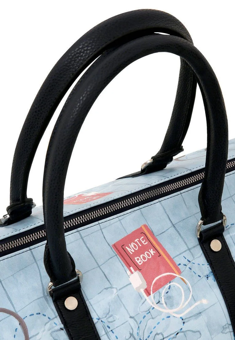Femme Cuir Vegan Bleu Sac de Voyage - Ready to Travel Motif Femme Cuir Vegan Bleu Sac de Voyage - Ready to Travel Motif
