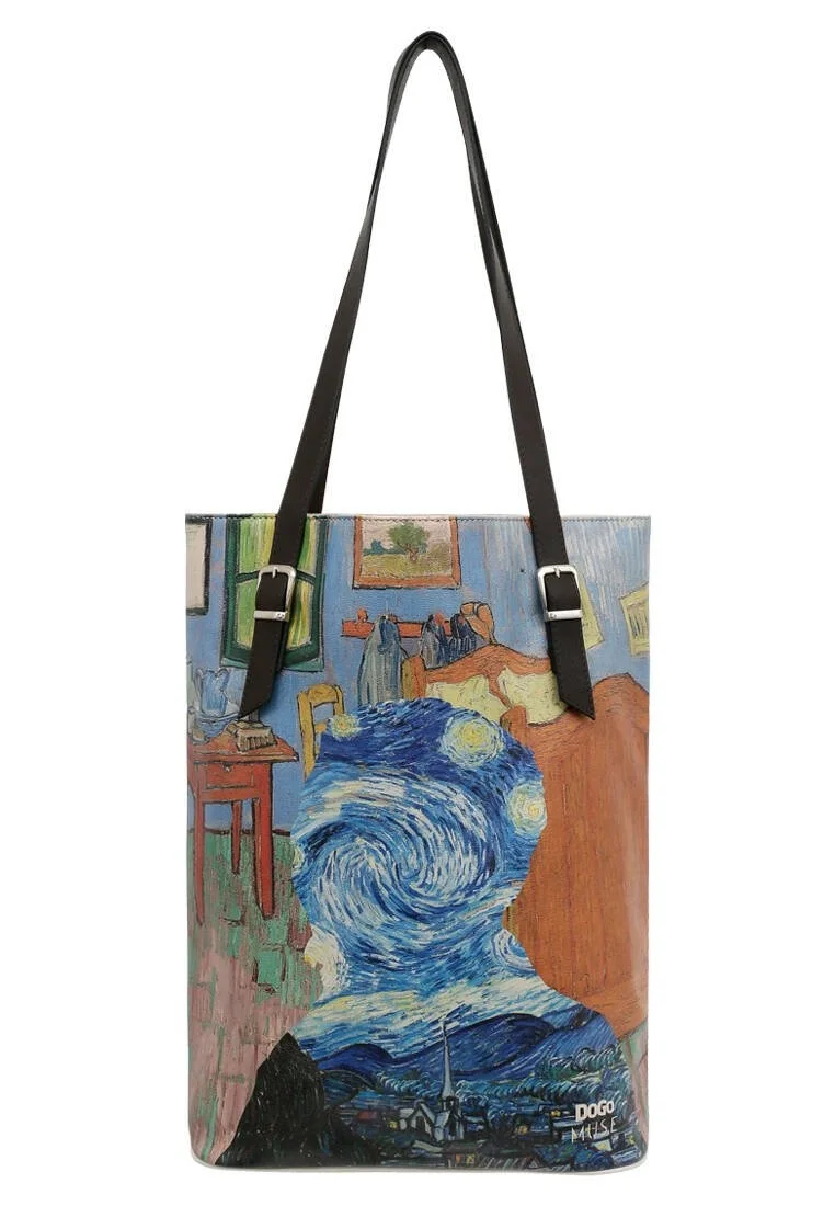 Femme Cuir Vegan Bleu Sac d'épaule - Vincent van Gogh Lost Mind Muse Motif