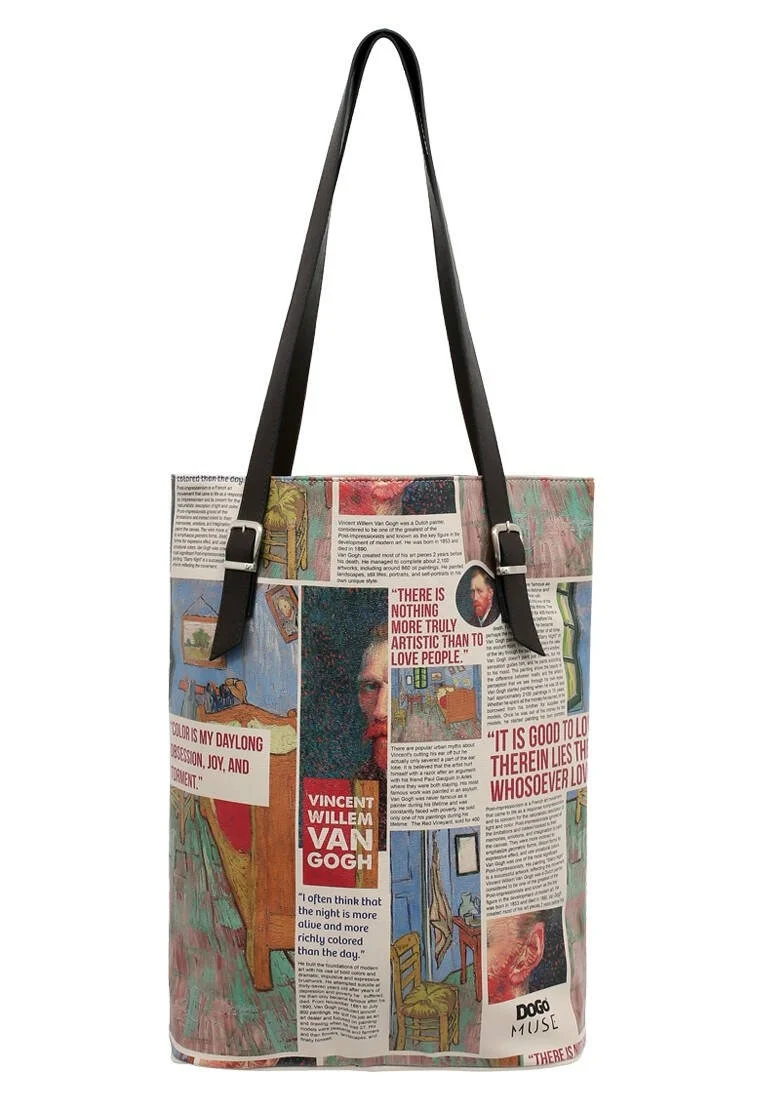 Femme Cuir Vegan Bleu Sac d'épaule - Vincent van Gogh Lost Mind Muse Motif