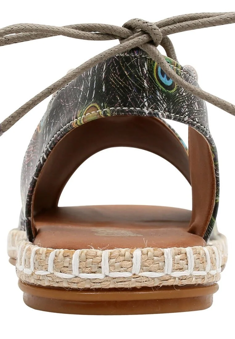Femme Cuir Vegan Bleu Sandales à Lacets - All Beauty is in You Motif