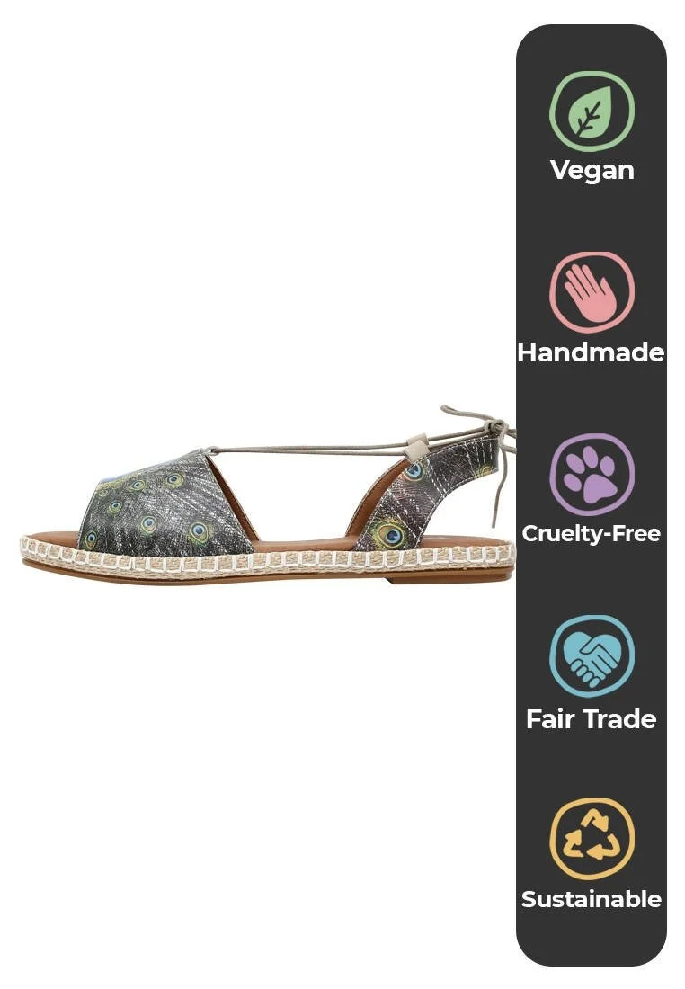 Femme Cuir Vegan Bleu Sandales à Lacets - All Beauty is in You Motif